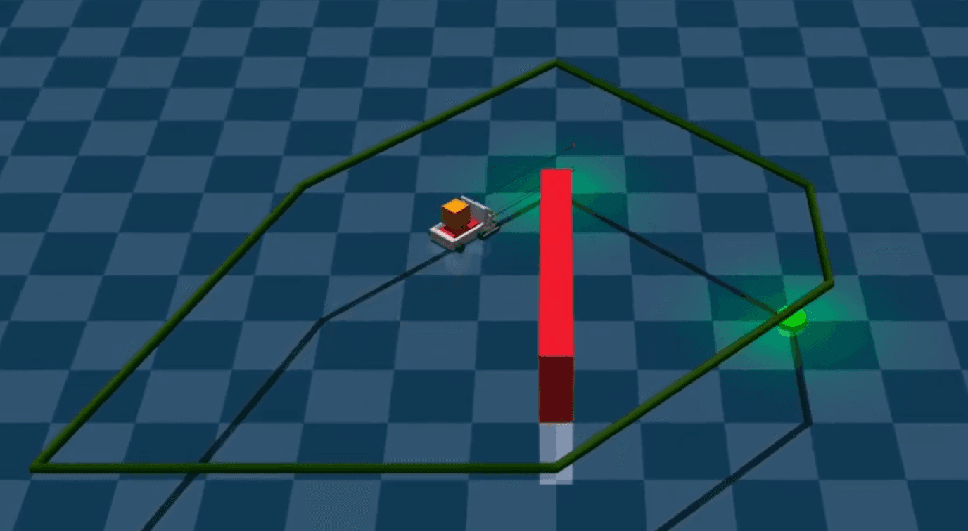 Isometric view of the scene used to test navigation