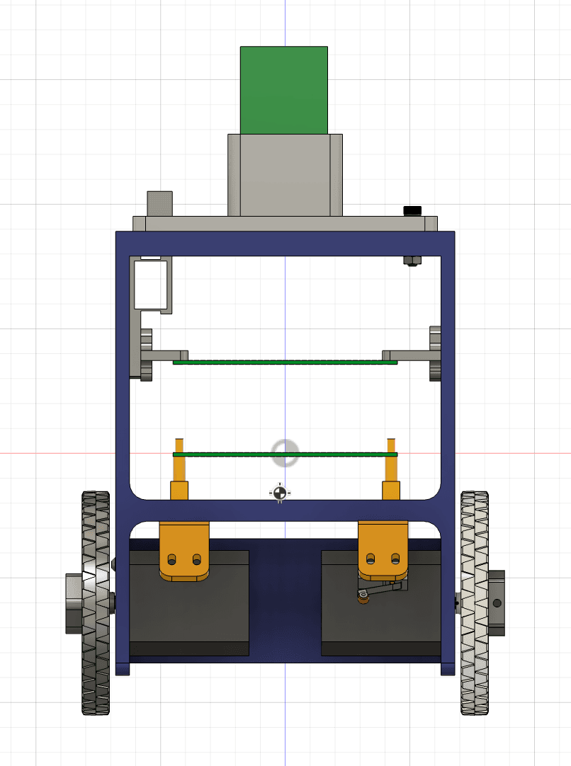 Front CAD view of the self-balancing robot chassis