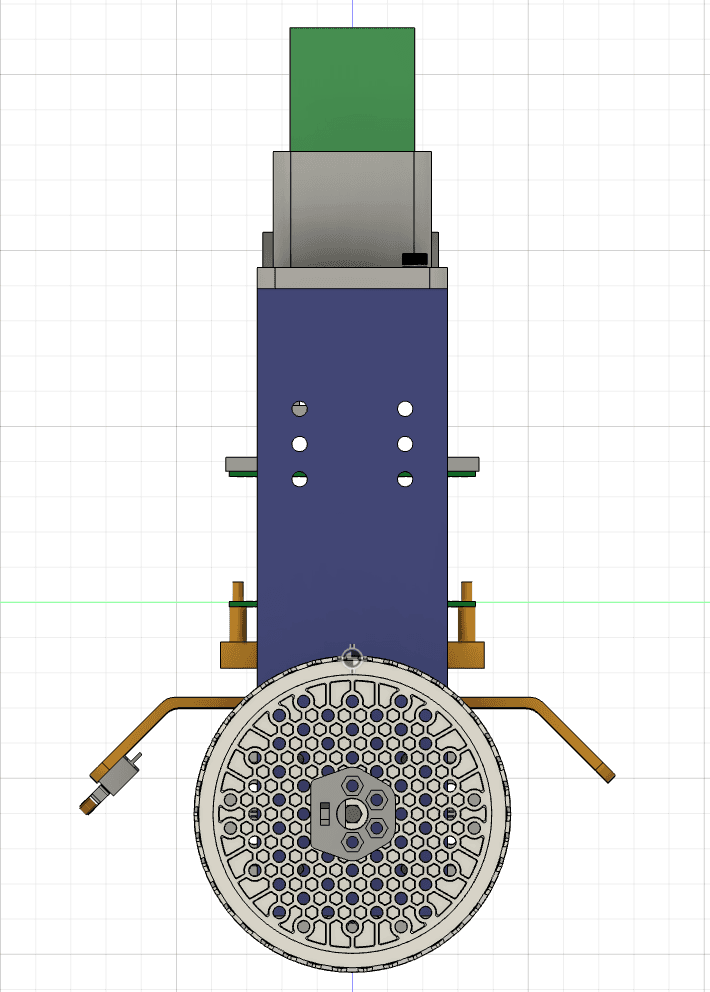 Side CAD view of the self-balancing robot chassis